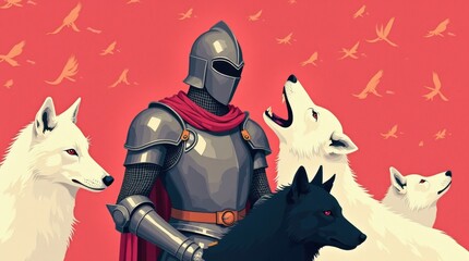 Wall Mural - Noble Knight and Dark Creature Portrait