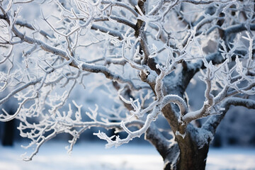 tree branches covered with snow