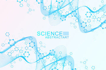 Wall Mural - structure molecule and communication dna, atom, neurons. science concept for your design. connected 
