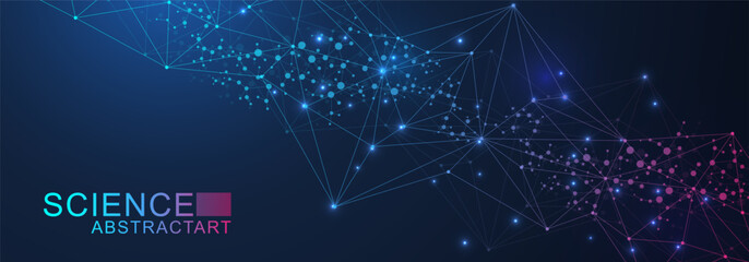 Wall Mural - global network connection website header or banner design. abstract background with connecting dots 