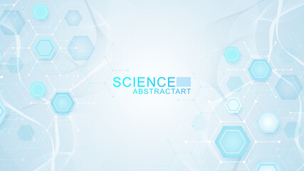 Canvas Print - health care abstract background with hexagons, lines and dots. medical innovation banner template co