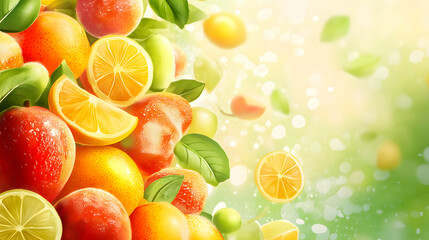 Wall Mural - Background featuring an assortment of fresh fruits