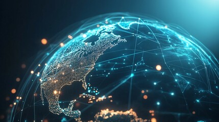 Wall Mural - global network connections illuminating earth