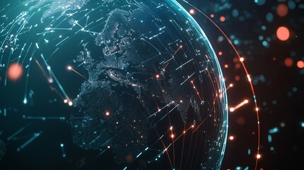 Wall Mural - global network connections illustrating digital interconnectivity