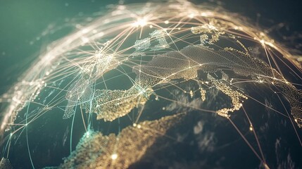 Wall Mural - global network connections illuminating earth