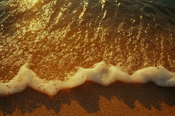 Poster - The beautiful blue sea with waves rolling onto the sandy shore.