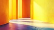 © MetaPixel - Vibrant abstract interior featuring colorful walls and soft lighting creating dynamic shadows on the floor
