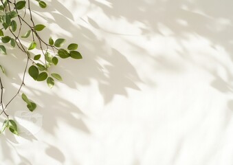 Poster - Serenity in Shadows Leaf Patterns on a Luminous White Background