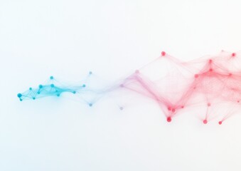 Poster - Ethereal Digital Networks Pastel Data Streams and Connection Nodes on White Background