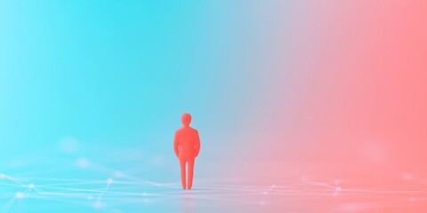 Aufkleber - Abstract Digital Community Miniature Figure on Gradient Background