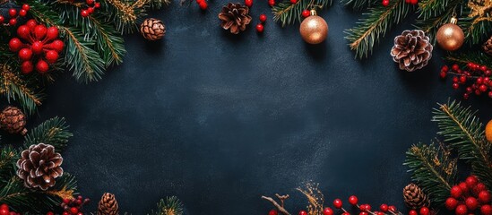 Wall Mural - Holiday Season Background with Festive Elements and Natural Decor for Celebratory Wishes and Greetings