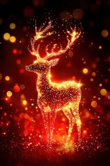 Wall Mural - Glowing reindeer silhouette among shimmering lights, perfect for Christmas and holiday-themed designs.