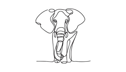 Continuous one single minimal line drawing elephant