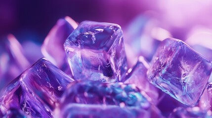 Wall Mural - vibrant abstract background featuring detailed ice cubes with a purple hue creating a cool and refre
