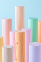 Canvas Print - Pastel Cylinders Abstract Minimalism in Floating Forms