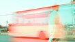 © Ryzhkov - Blurred Urban Commuting Scene with Bus and Pedestrian in Soft Lighting for Transport Safety Theme