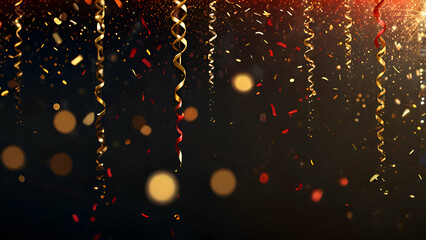 A  luxiusory vibrancy as confetti slowly drifts down. The background has a moody, high-end aesthetic, perfect for event posters or party invitations.