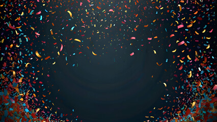 A luxiusory vibrancy as confetti slowly drifts down. The background has a moody, high-end aesthetic, perfect for event posters or party invitations.