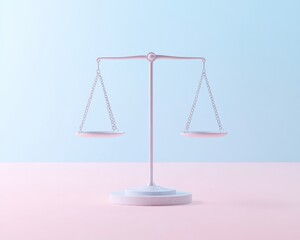 Aufkleber - Surreal Balance Pastel Scales of Justice on Abstract Minimalist Background