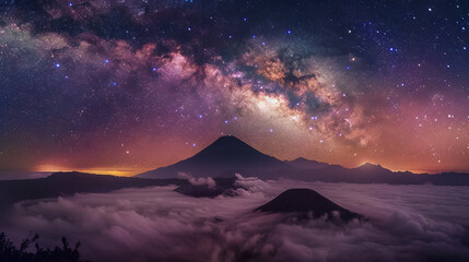 Stunning night sky with the Milky Way stretching across a starry backdrop. Ideal for nature and astronomy themes.