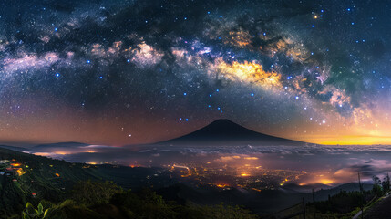 Wall Mural - Stunning night sky with the Milky Way stretching across a starry backdrop. Ideal for nature and astronomy themes.