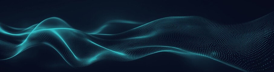 Technology digital wave background concept.Beautiful motion waving dots with glowing particles. Cyber technology background.