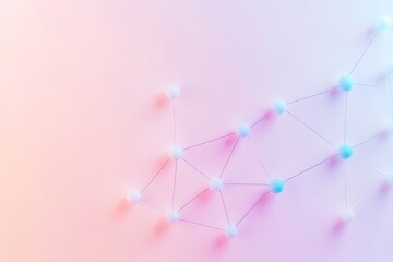Aufkleber - Metallic Pastel Nodes and Gradient Lines Abstract Symbol of Digital Networks and Community