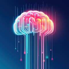 Wall Mural - a colorful brain with a blue background
