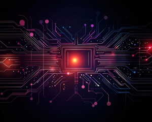 Wall Mural - a computer chip with a bright light on it