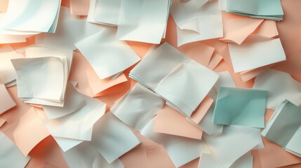 Canvas Print - Abstract Overhead View of Scattered Pastel Papers with Soft Lighting