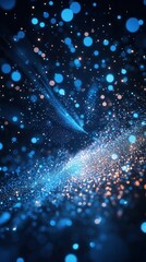Wall Mural - striking blue and gold particles create a stunning cosmic effect in a dark expanse of space during a