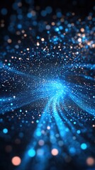 Wall Mural - swirling blue light patterns create a cosmic atmosphere with sparkling effects in a dark space backd