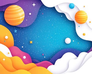 Wall Mural - a colorful space background with planets and stars