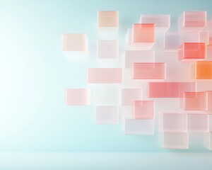 Fototapete - Abstract Geometry of Translucent Rectangles in Muted Tones