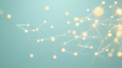 Fototapete - Abstract Digital Connectivity - Glowing Nodes and Minimalist Network on Soft Blue Background