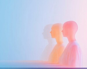 Aufkleber - Surreal Pastel Silhouettes Abstract Student Learning Concept