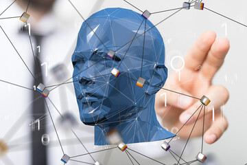 Fototapete - Silhouette of a 3d human head