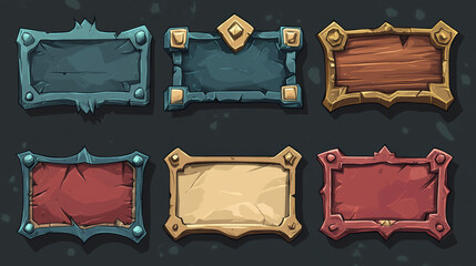 Set of blank banner or box use on game design vector illustration
