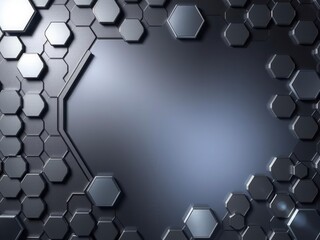 Wall Mural - Geometric hexagonal metal background with soft lighting, background, technology, shiny