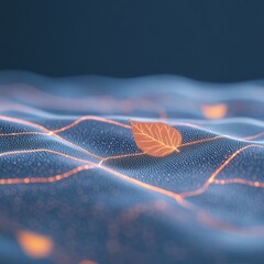 Poster - Neon Veins in Autumn Leaves Digital Innovation Meets Nature