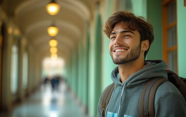 man smiling with sweatshirt in room background