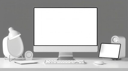 Wall Mural - desktop vector mockup for showcasing website designs or digital artwork, design, layout
