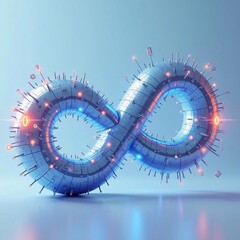 Wall Mural - an infinity symbol made from glowing neon binary code particles sits on a futuristic background, sym
