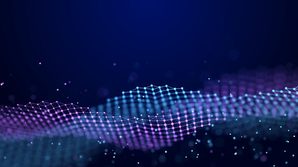 Wall Mural - abstract wave of musical sounds. smooth information transfer. 3d rendering.