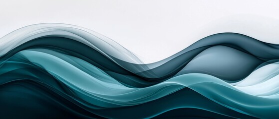 inconspicuous header with elegant abstract waves illustration with dark gray, teal blue and light slate gray color