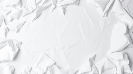 Wall Mural - Crumpled white paper resembling a mountain range, mockup, simplicity