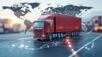 Wall Mural - logistics international delivery concept, world map with logistic network distribution on background