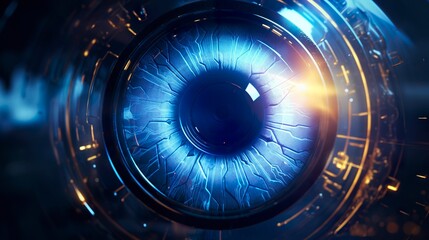 A photo of an eye with laser pulse