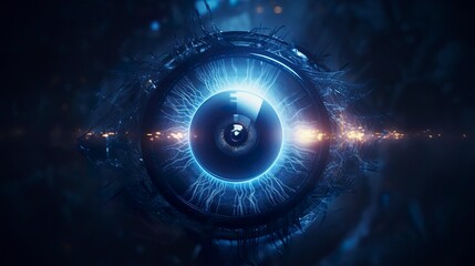 A photo of an eye with laser pulse