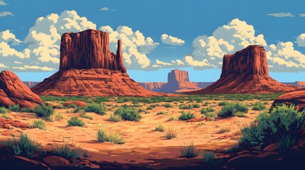 Wall Mural - Monument Valley landscape scenic sandstone buttes desert plants